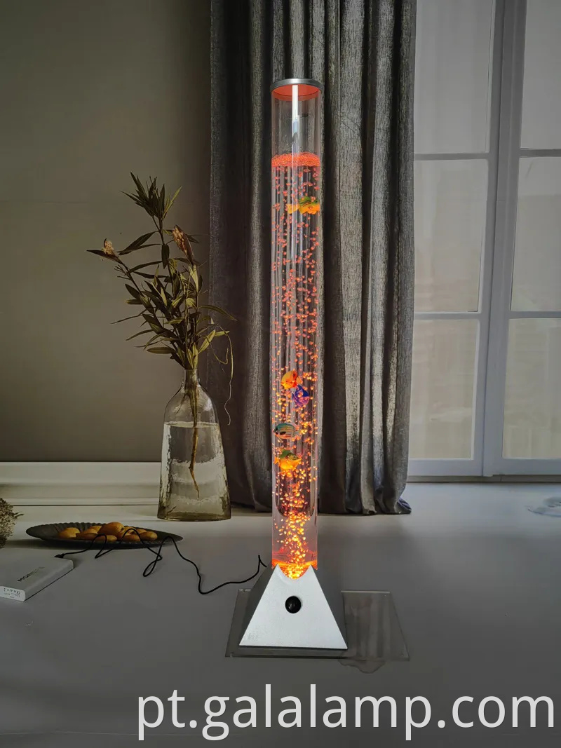 Aquário vibrante de bolha de fantasia LED com peixes coloridos e efeitos de luz